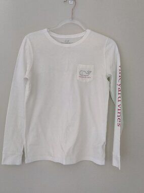 Vineyard Vines white long-sleeve pocket tee size S 100% cotton